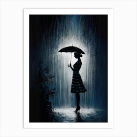 Woman In The Rain 1 Art Print