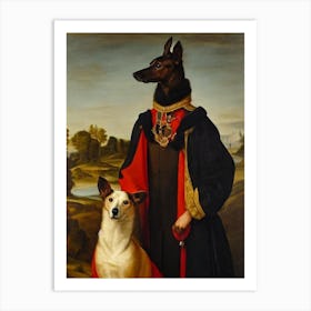 Greyhound 2 Renaissance Portrait Oil Painting Art Print