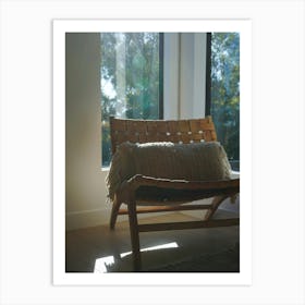 Neutral Wooden Lounge Chair In Front Of Rainforest Window In Scandinavian Style Living Room Art Print