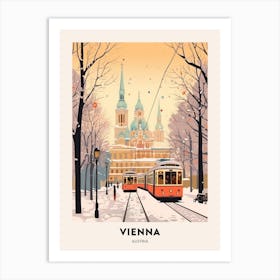Vintage Winter Travel Poster Vienna Austria 3 Art Print