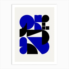 Abstract Geometrical Shapes In Blue Art Print