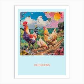 Chickens Poster Collage 1 Art Print