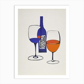 Cinsault 1 Picasso Line Drawing Cocktail Poster Art Print