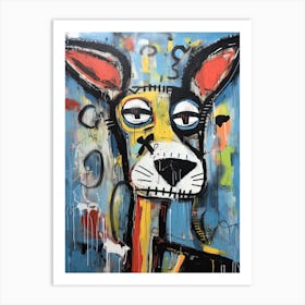 Urban Dog Serenade: Basquiat-Styled Street Art Art Print