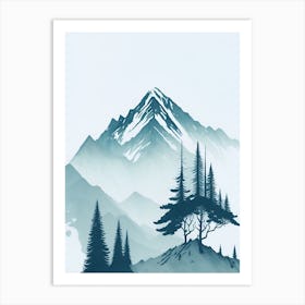 Mountain And Forest In Minimalist Watercolor Vertical Composition 116 Art Print