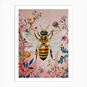 Floral Animal Painting Honey Bee 1 Art Print