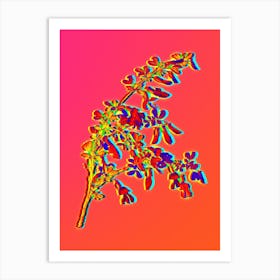 Neon Caragana Sinica Botanical in Hot Pink and Electric Blue n.0001 Art Print