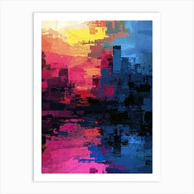 Abstract City Skyline | Pixel Minimalism Art Series Art Print