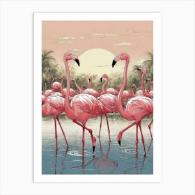 Pink Flamingos 2 Art Print