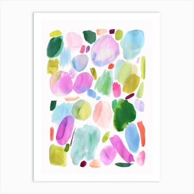 Watercolour Abstract Palette Acid Pink Green Art Print