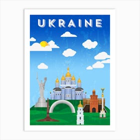 Ukraine, Kiev (Україна, Київ) — Retro travel minimalist poster Art Print