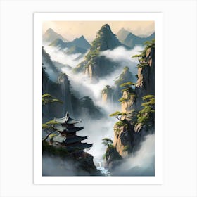 Chinese Mountain Landscape Painting (23) Art Print