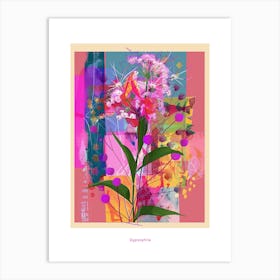Gypsophila 1 Neon Flower Collage Poster Art Print