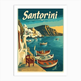 Aihrgdesign A Retro Travel Poster For Santorini Art Print