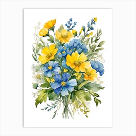 Watercolor Flowers Bouquet Art Print