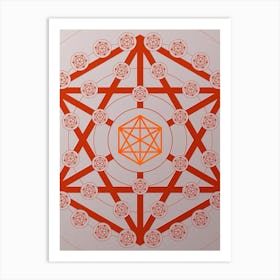 Geometric Abstract Glyph Circle Array in Tomato Red n.0132 Art Print