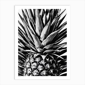 Pineapple - Black And White Drawing Art Print