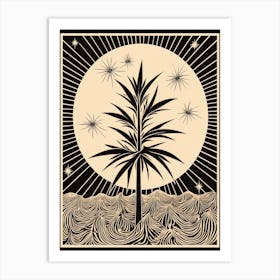 B&W Plant Illustration Dracaena 2 Art Print