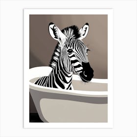 Zebra In A Bath Tub, whimsical animal art, 1105 Art Print