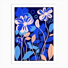 Blue Flower Illustration Honeysuckle 2 Art Print