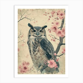 Verreauxs Eagle Owl Japanese Painting 3 Art Print