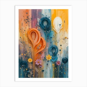 Abstract Flowers Art Print