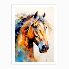 Horse Watercolor Painting animal 1 Art Print