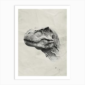 T Rex Stippling Illustration On Paper Art Print