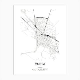 Vratsa,Bulgaria Minimalist Map Art Print