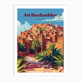 Ait Benhaddou Morocco Earthen Clay Art Illustration Art Print