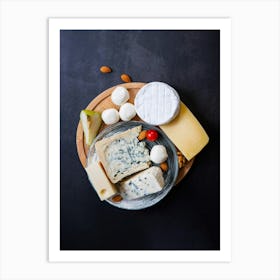 Cheese board — Food kitchen poster/blackboard, photo art Art Print