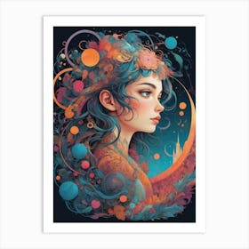 Girl In Space 1 Art Print