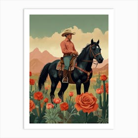 Cowboy On Horseback 6 Art Print