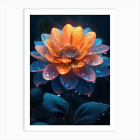 Flower With Water Droplets Art Print