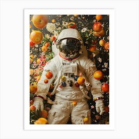 Astronaut Surrounded By Fruits Art Print