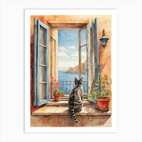 Cat Looking Out The Window Art Print