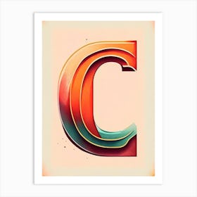 C, Letter, Alphabet Retro Drawing 1 Art Print