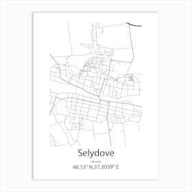 Selydove,Ukraine Minimalist Map Art Print