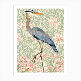 Great Blue Heron William Morris Style Bird Art Print