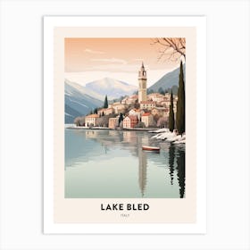 Vintage Winter Travel Poster Lake Como Italy 3 Art Print