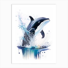 Southern Resident Killer Whale Storybook Watercolour  (3) Art Print