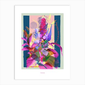 Celosia 4 Neon Flower Collage Poster Art Print