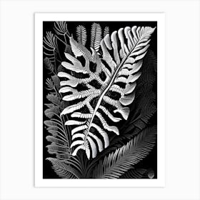 Soft Shield Fern Linocut Art Print