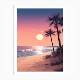 Illustration Of Gulf Shores Beach Alabama In Pink Tones 1 Art Print