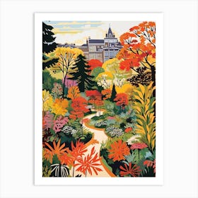 Royal Botanic Garden Edinburgh, United Kingdom In Autumn Fall Illustration 0 Art Print