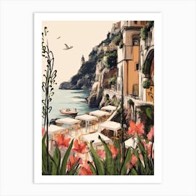Positano, Flower Collage 4 Art Print