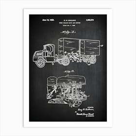 Truck Trailer Patent Semi Truck Decor 18 Wheeler Truck Poster Semi Truck Hoist Patent Art Semi Truck Blueprint Boy Decor Vs5741 Art Print