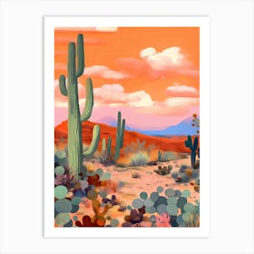 Colourful Desert Illustration 10 Art Print