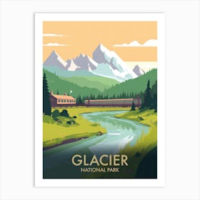 Glacier National Park Vintage Travel Poster 1 Art Print