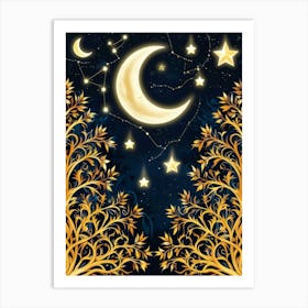 Night Sky With Stars And Moon 1 Art Print